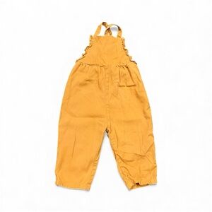 Toddlers Zara mustard dungarees with ruffles
